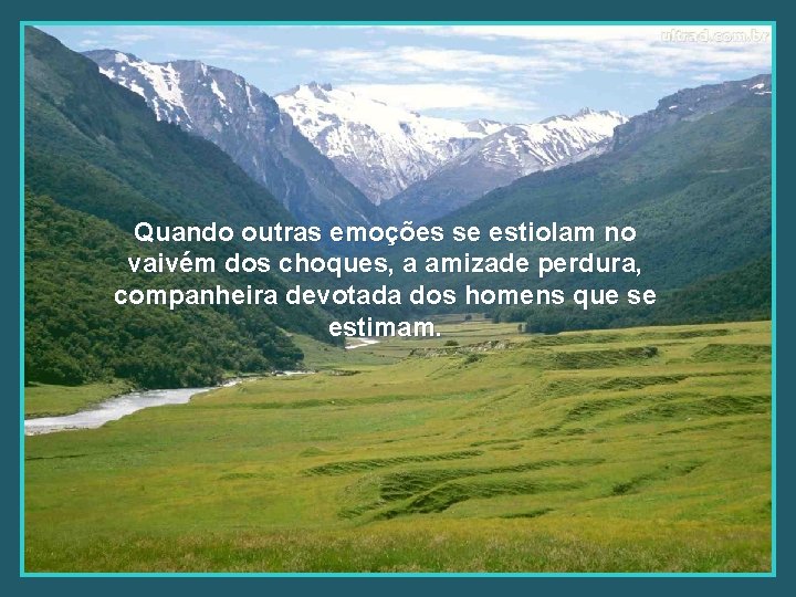 Quando outras emoções se estiolam no vaivém dos choques, a amizade perdura, companheira devotada