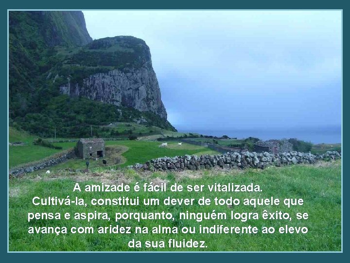 A amizade é fácil de ser vitalizada. Cultivá-la, constitui um dever de todo aquele