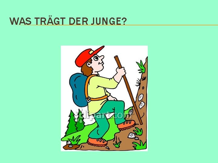 WAS TRÄGT DER JUNGE? 