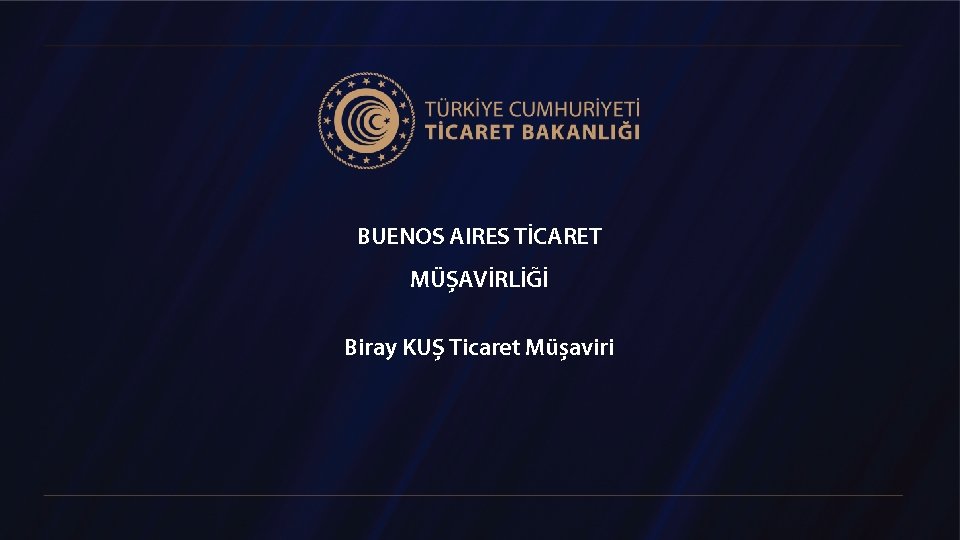 BUENOS AIRES TİCARET MÜŞAVİRLİĞİ Biray KUŞ Ticaret Müşaviri 1 