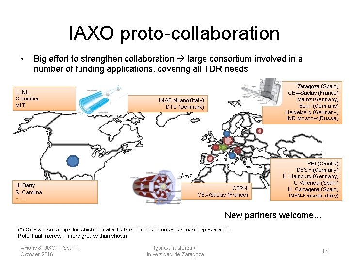 IAXO proto-collaboration • Big effort to strengthen collaboration large consortium involved in a number