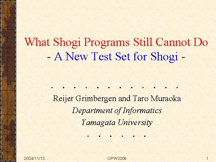 What Shogi Programs Still Cannot Do - A New Test Set for Shogi -
