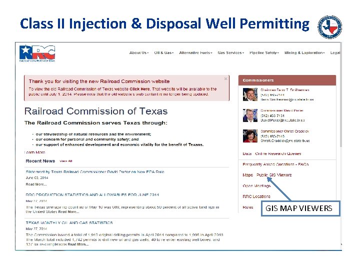Class II Injection & Disposal Well Permitting GIS MAP VIEWERS 
