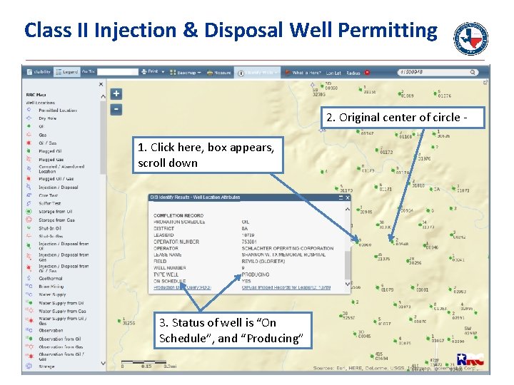 Class II Injection & Disposal Well Permitting 2. Original center of circle 1. Click