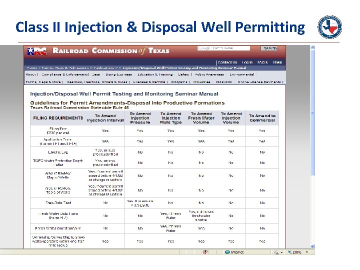 Class II Injection & Disposal Well Permitting 