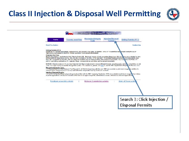 Class II Injection & Disposal Well Permitting Search 3: Click Injection / Disposal Permits