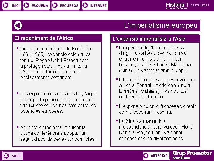 Història 1 del món contemporani BATXILLERAT L’imperialisme europeu El repartiment de l’Àfrica • Fins