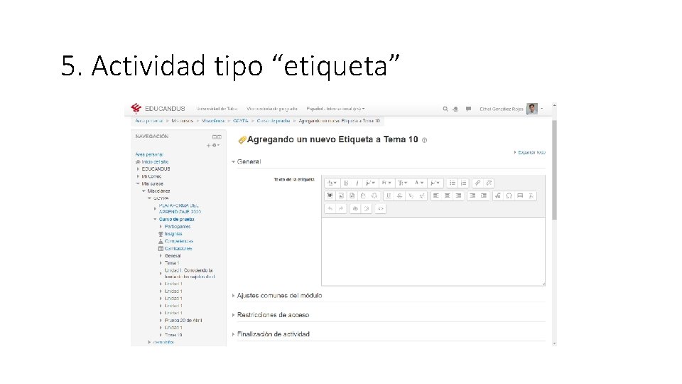 5. Actividad tipo “etiqueta” 