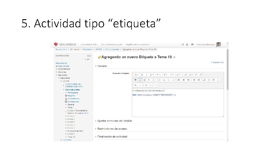 5. Actividad tipo “etiqueta” 