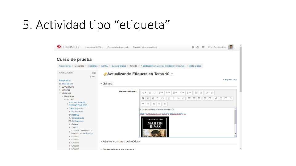 5. Actividad tipo “etiqueta” 