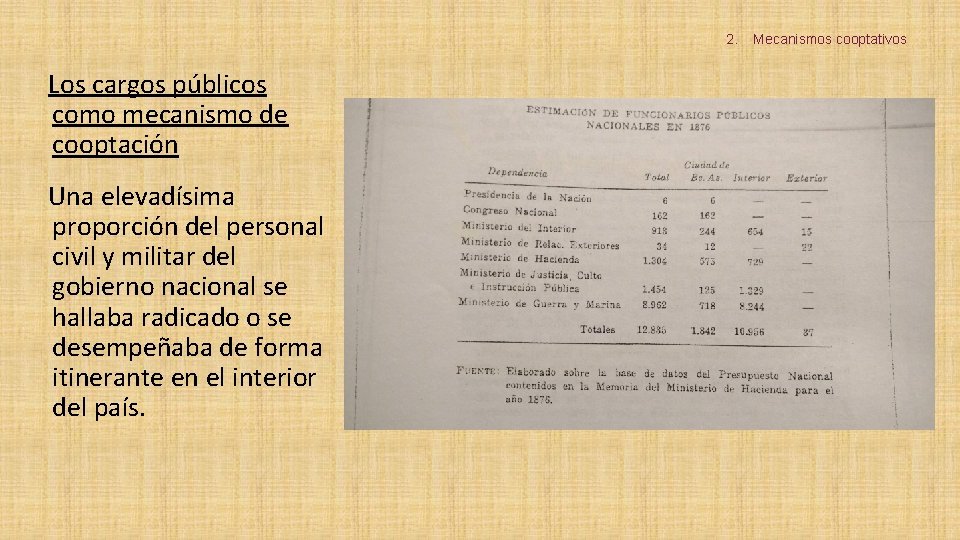 2. Los cargos públicos como mecanismo de cooptación Una elevadísima proporción del personal civil