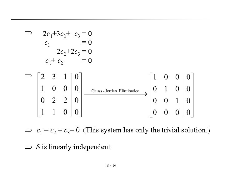  2 c 1+3 c 2+ c 3 = 0 c 1 =0 2