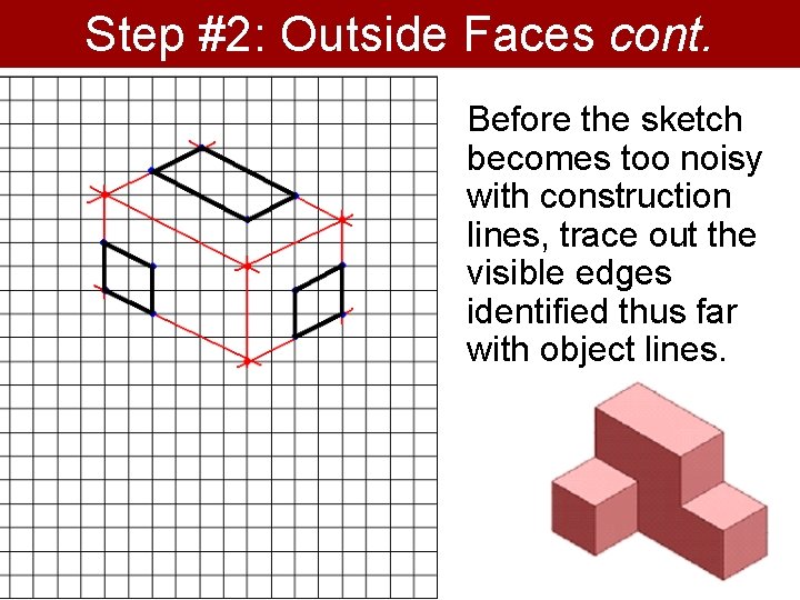 Step #2: Outside Faces cont. Before the sketch becomes too noisy with construction lines,