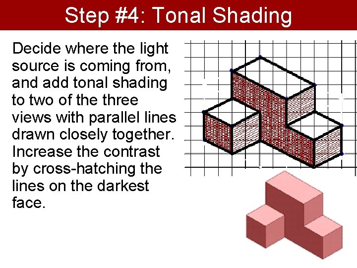 Step #4: Tonal Shading Decide where the light source is coming from, and add