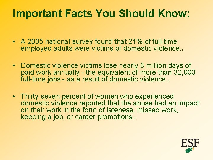 Important Facts You Should Know: • A 2005 national survey found that 21% of