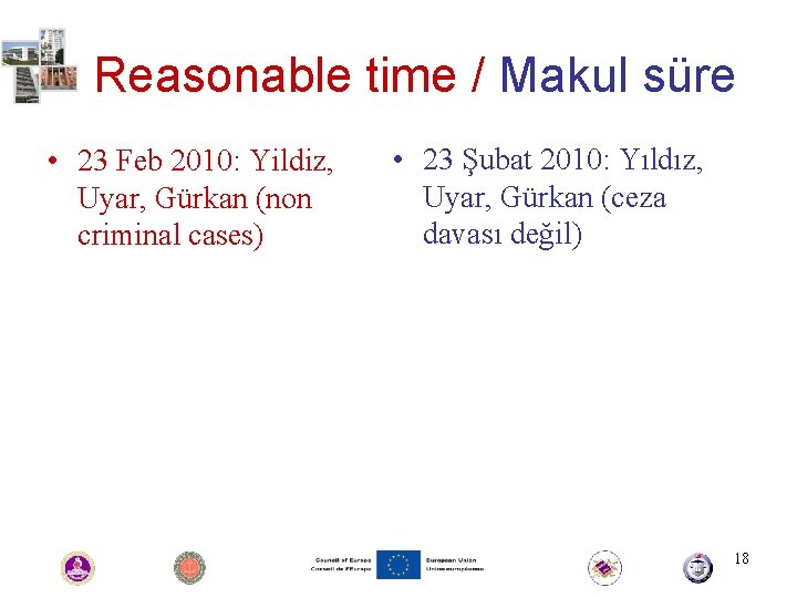 Reasonable time / Makul süre • 23 Feb 2010: Yildiz, Uyar, Gürkan (non criminal