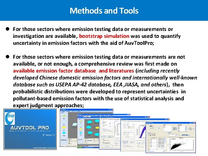 Methods and Tools l For those sectors where emission testing data or measurements or