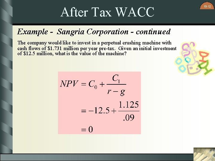 After Tax WACC Example - Sangria Corporation - continued The company would like to