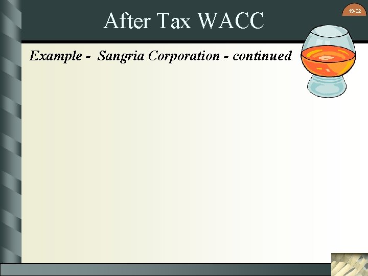 After Tax WACC Example - Sangria Corporation - continued 19 -32 