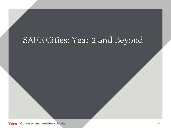 SAFE Cities: Year 2 and Beyond 17 