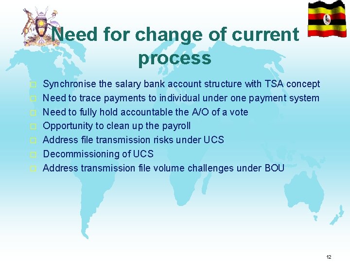 Need for change of current process � � � � Synchronise the salary bank