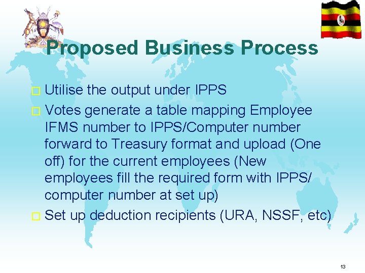 Proposed Business Process � Utilise the output under IPPS � Votes generate a table