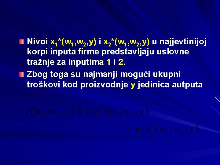 Nivoi x 1*(w 1, w 2, y) i x 2*(w 1, w 2, y)