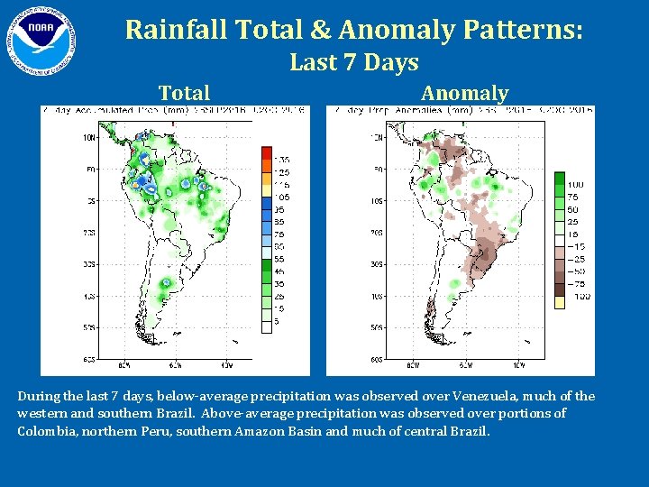 Rainfall Total & Anomaly Patterns: Last 7 Days Total Anomaly During the last 7