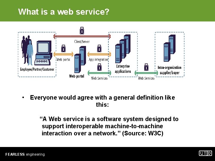 What is a web service? • Everyone would agree with a general definition like