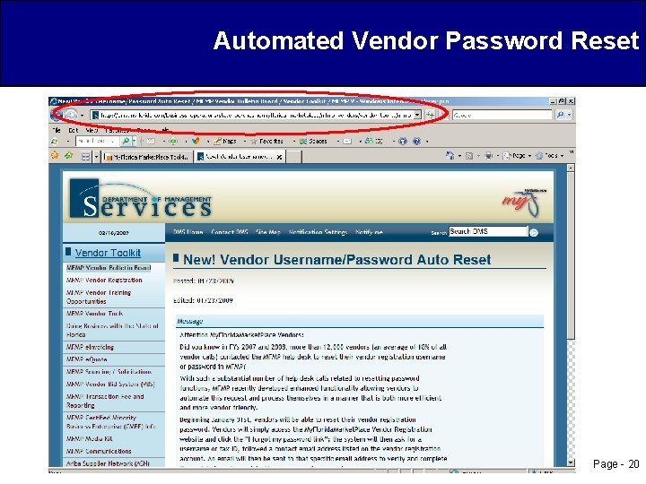 Automated Vendor Password Reset Page - 20 