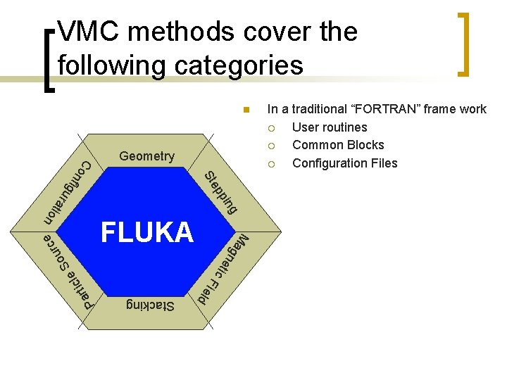 VMC methods cover the following categories n g rat io pin u ep St