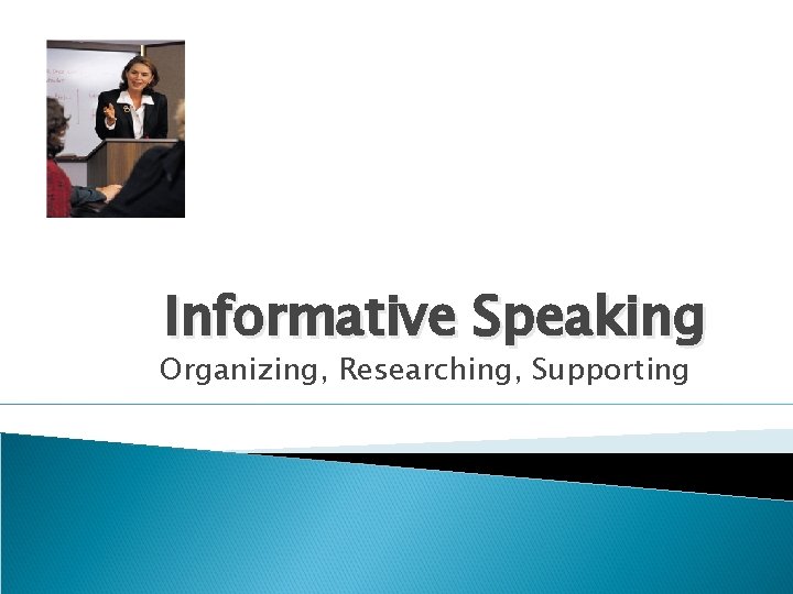 Informative Speaking Organizing, Researching, Supporting 