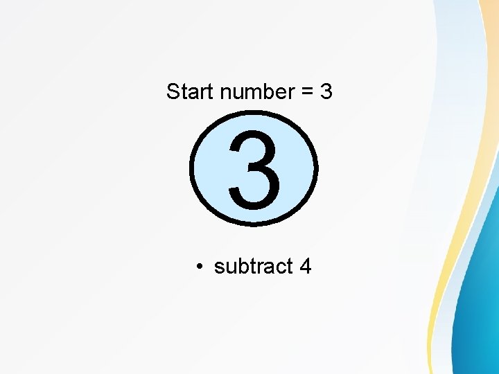 Start number = 3 3 • subtract 4 