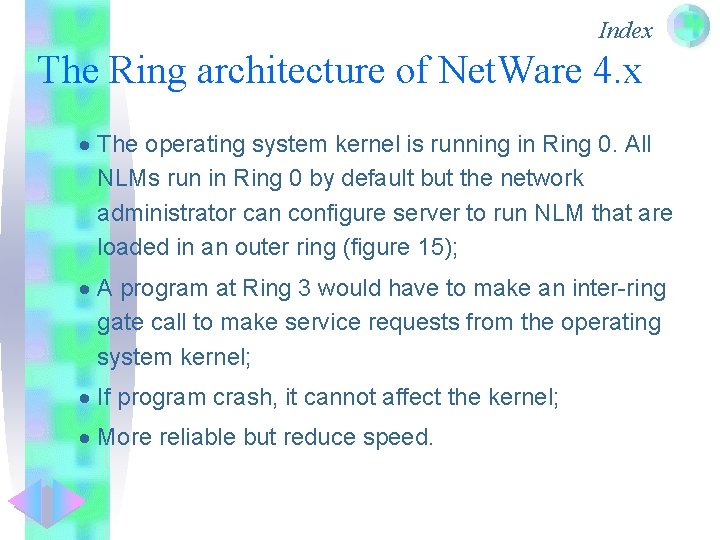Index The Ring architecture of Net. Ware 4. x · The operating system kernel