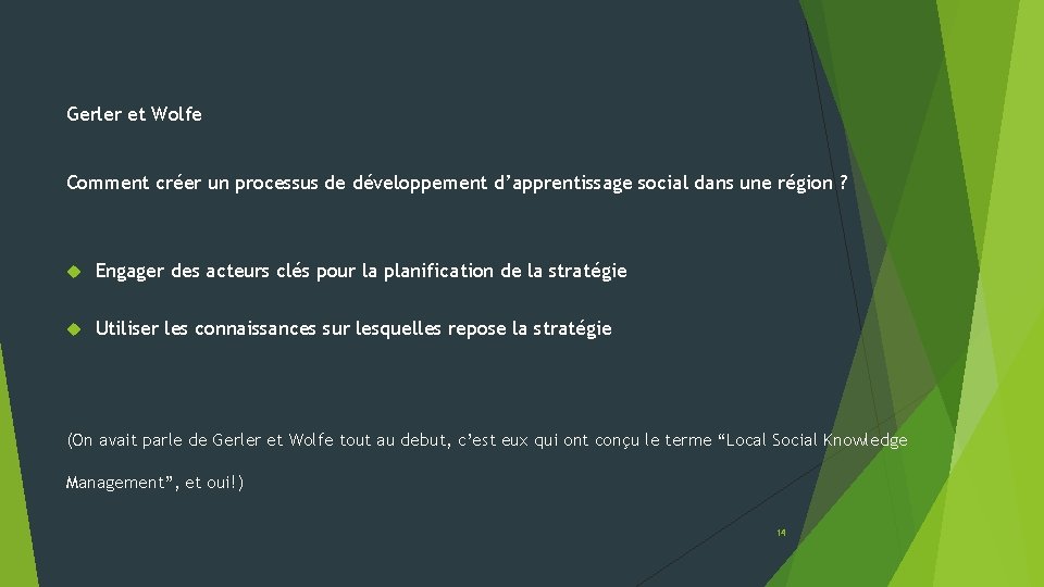 Gerler et Wolfe Comment créer un processus de développement d’apprentissage social dans une région