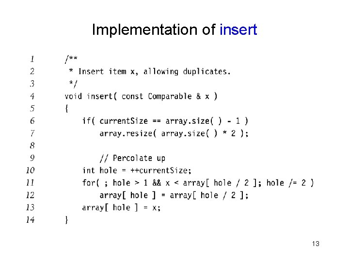Implementation of insert 13 