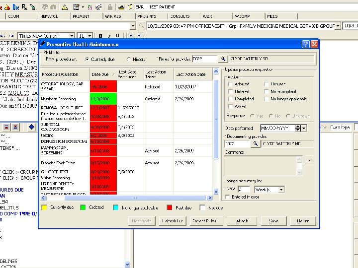 SUNY Upstate Family Medicine Medical Service Group Screen shots from EMR 