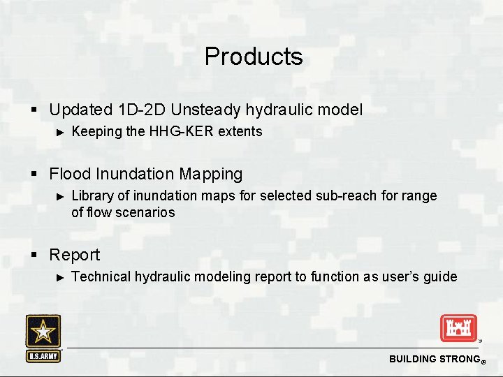 Products § Updated 1 D-2 D Unsteady hydraulic model ► Keeping the HHG-KER extents