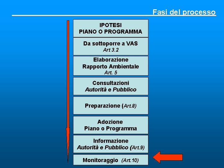 Fasi del processo IPOTESI PIANO O PROGRAMMA Da sottoporre a VAS Art 3. 2