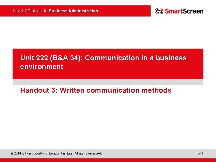 Level 2 Diploma in Business Administration • presentation Power. Point Unit 222 (B&A 34):