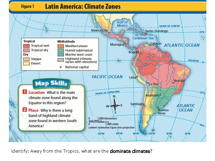 Identify: Away from the Tropics, what are the dominate climates? 