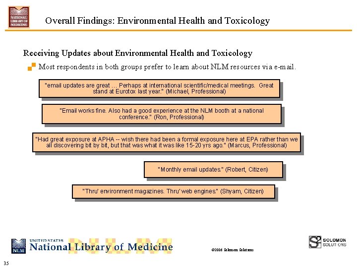 Overall Findings: Environmental Health and Toxicology Receiving Updates about Environmental Health and Toxicology. Most