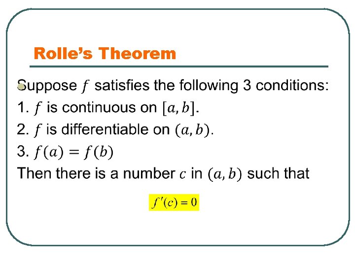 Rolle’s Theorem l 