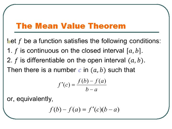 The Mean Value Theorem l 