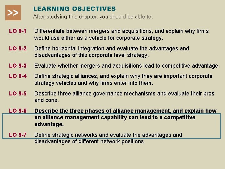 LO 9 -1 Differentiate between mergers and acquisitions, and explain why firms would use