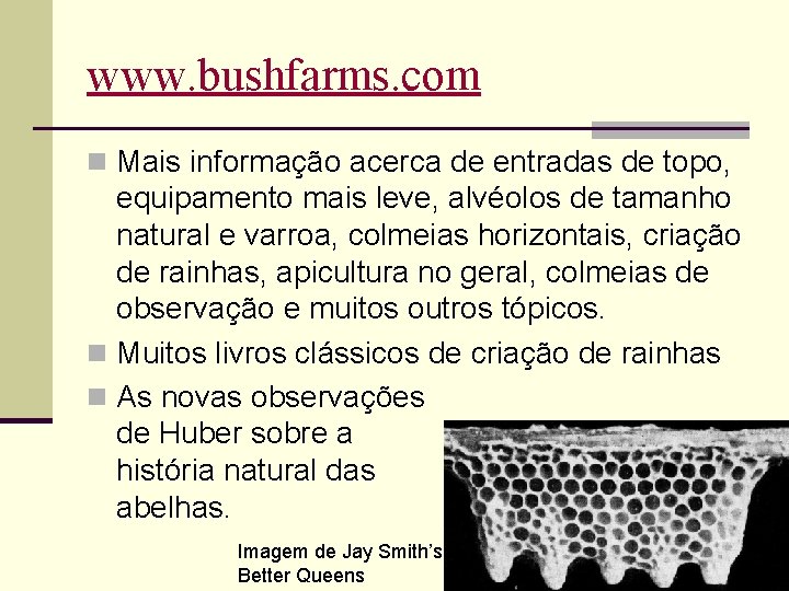www. bushfarms. com n Mais informação acerca de entradas de topo, equipamento mais leve,