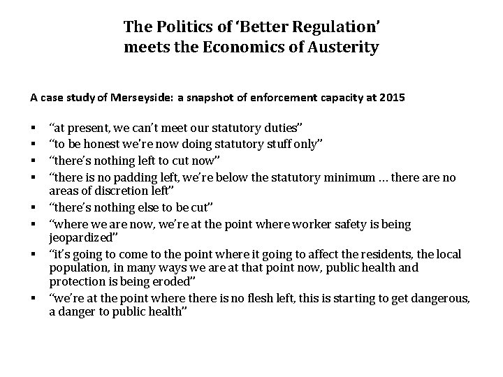 Making Better Regulation the assault on health and
