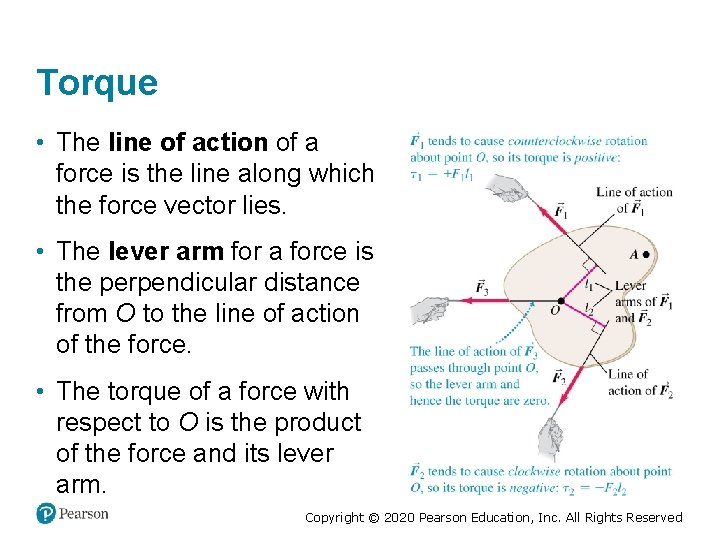 Torque • The line of action of a force is the line along which