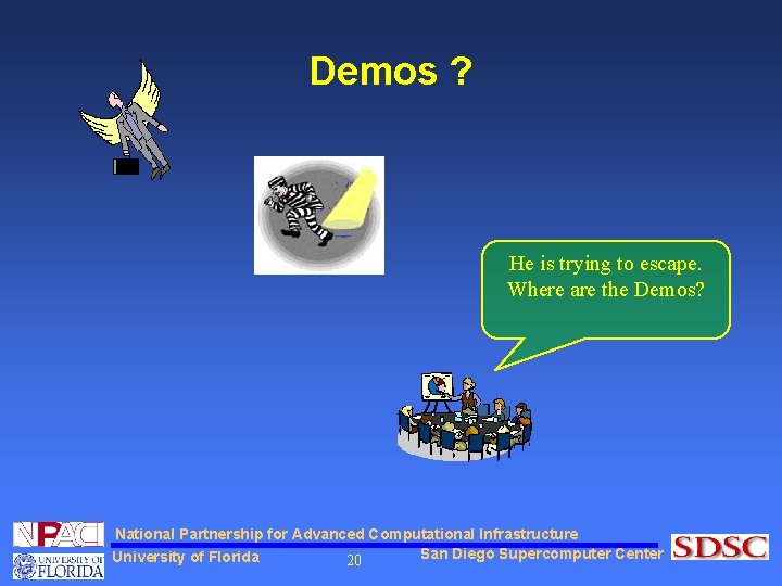 Demos ? He is trying to escape. Where are the Demos? National Partnership for