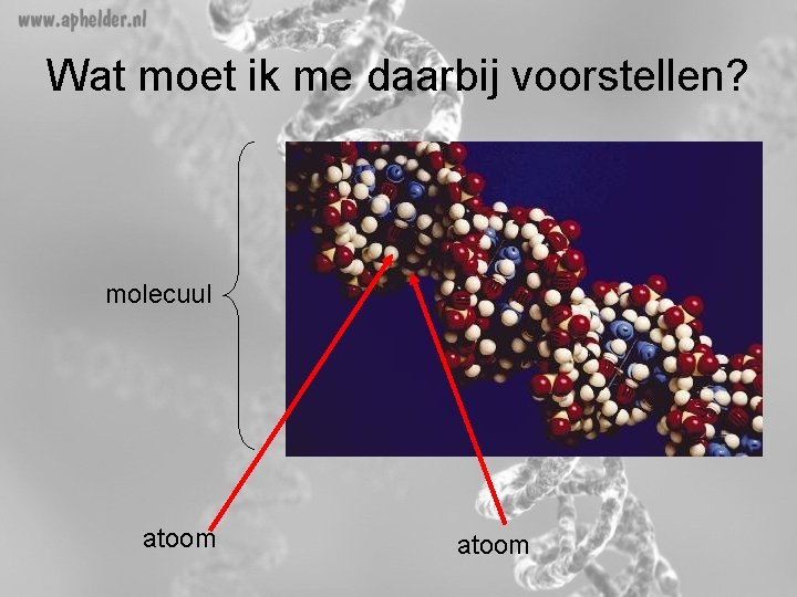 Wat moet ik me daarbij voorstellen? molecuul atoom 